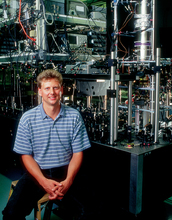 Kurt Gibble  with the rubidium atomic clock at Pennsylvania State University